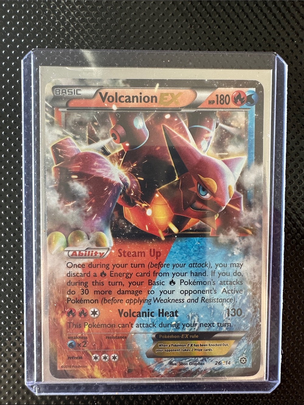 Pokemon Volcanion EX Holo Card - Red, Orange, Blue LP